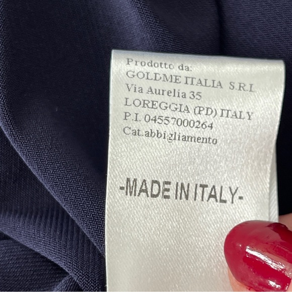 Made In Italy Navy Blue Shift Dress Size XXL 3/4 Sleeves Draped Casual Lagenlook - Picture 10 of 10